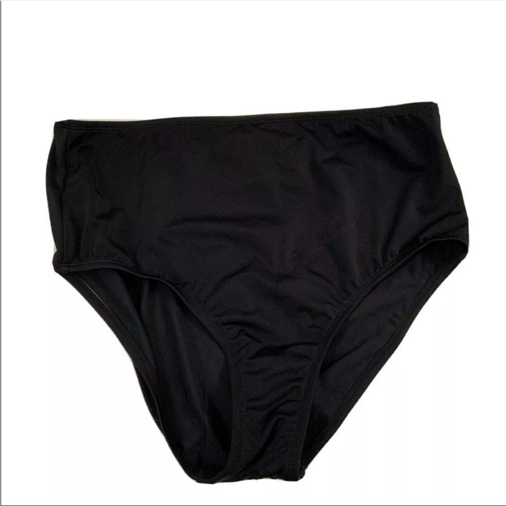 BB Tropics Swimwear Solid Black High Waist Swim Bottom 
size 14 New
